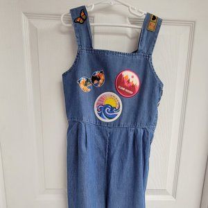 Youth large chambray romper with iron on patches